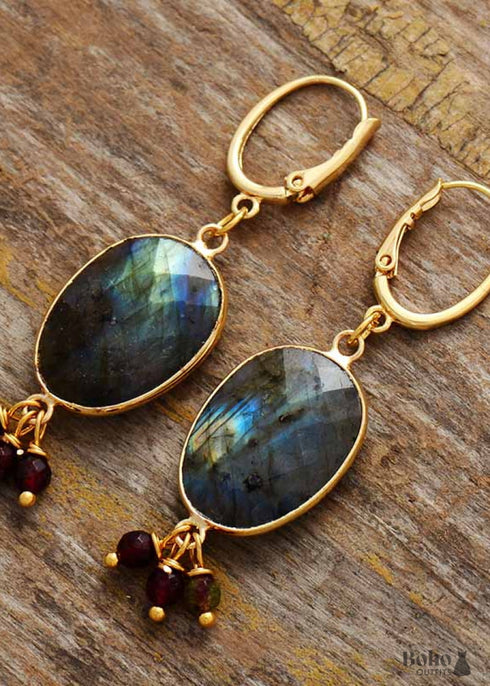 Boho Earrings, Dangle Earrings, Labradorite